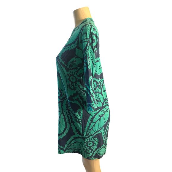 Women 38 S La Fee Maraboutee Atelier Green Printed Shift Dress Long Sleeved - Picture 4 of 7